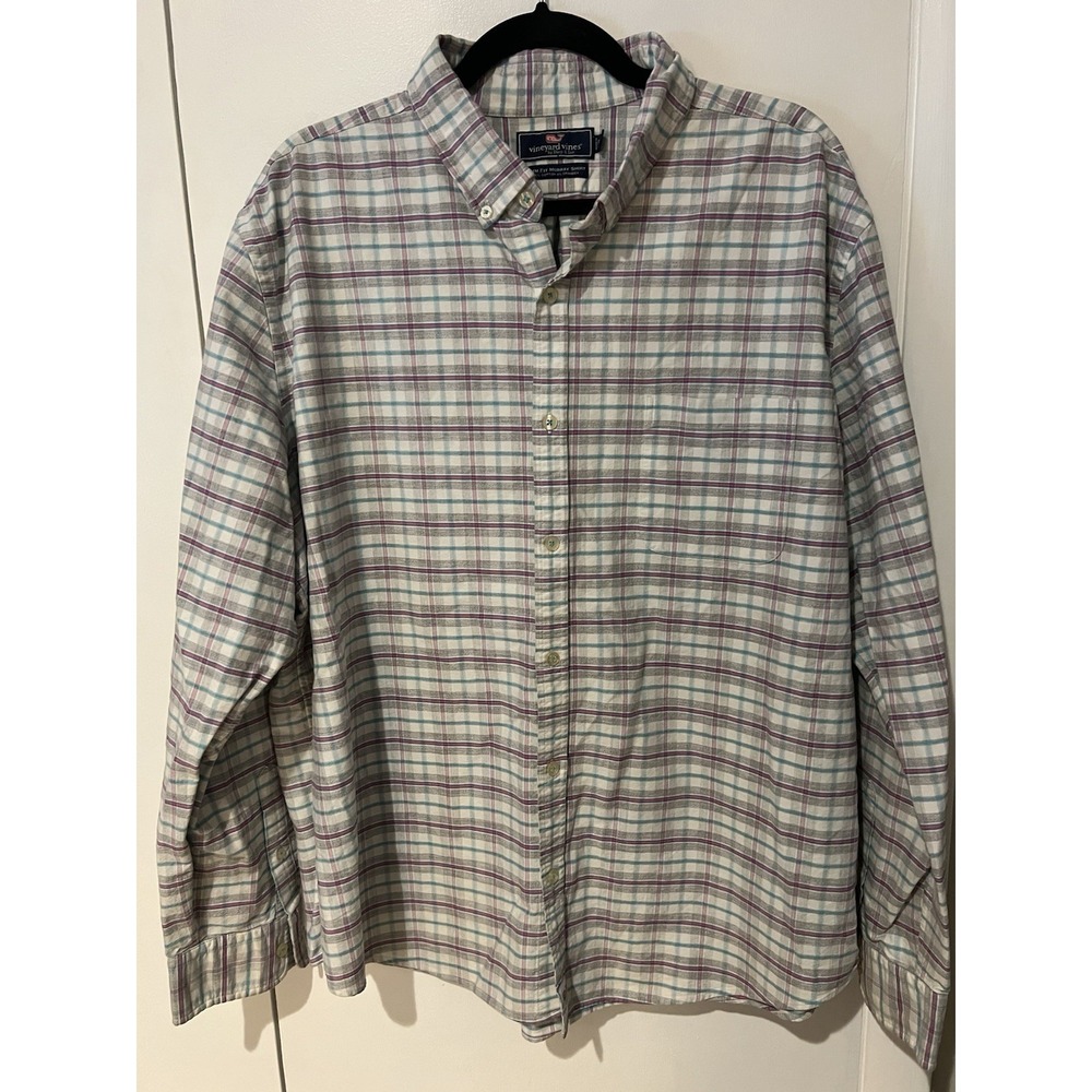 Vineyard Vines Slim Fit Murray Button Down Shirt Plaid‎ Cotton Mens XXL Plaid